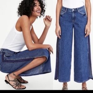 Zara Denim Culottes with Side Stripes and Slits
